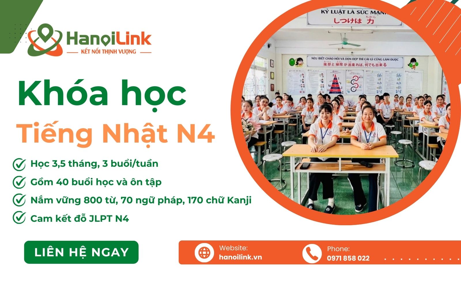 Khóa học tiếng Nhật N4 tại Trung tâm HanoiLink